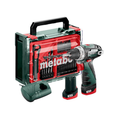 Metabo AKU vrtací šroubovák POWERMAXX BS BASIC SET, 2x 12 V 2,0 Ah v kufru (600080710)