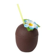 vyprodejpovleceni Plastový kelímek na pití ve tvaru kokosu s brčkem