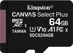 Kingston 64GB microSDXC Canvas Select Plus A1 CL10 100MB/s bez adapteru