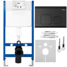 REA Podomítkový WC systém + tlačítka - F černý
