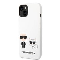 Apple Obal / kryt na Apple iPhone 14 Plus bílý - Karl Lagerfeld and Choupette Liquid Silicone