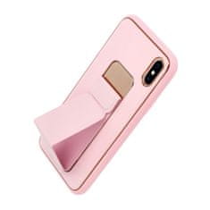 Apple Obal / kryt na Apple iPhone XR růžový - Leather Case se stojánkem