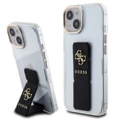 Apple Obal / kryt na Apple iPhone 15 průhledný - Guess PU Grip Stand Metal Logo