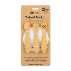 Petite&Mars Set 3 ks silikonových tréninkových lžiček Take&Match Intense Ochre 6m+