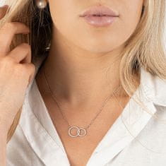 Třpytivý stříbrný náhrdelník Propojené kroužky AJNA0020