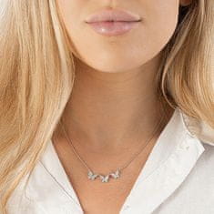 Něžný stříbrný náhrdelník s motýlky AJNA0023