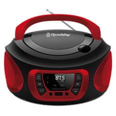 Roadstar Přehrávač , CDR-365U/RD, přenosný, CD/MP3, rádio PLL, USB, AUX IN, CD, displej, 2x2 W, barva červená