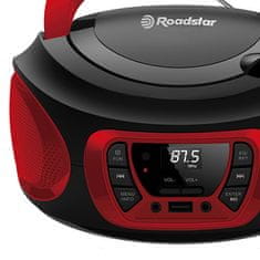 Roadstar Přehrávač , CDR-365U/RD, přenosný, CD/MP3, rádio PLL, USB, AUX IN, CD, displej, 2x2 W, barva červená