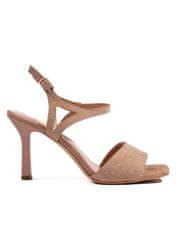 Amiatex Trendy hnědé dámské sandály na jehlovém podpatku + Ponožky Gatta Calzino Strech, odstíny hnědé a béžové, 36