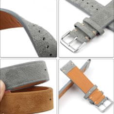 BStrap Suede Leather řemínek na Garmin Vivoactive 5, gray