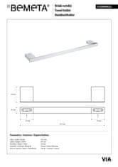 BPS-koupelny VIA: Držák ručníků, 420 mm - 135004022