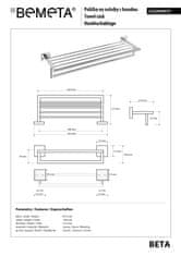 BPS-koupelny BETA: Držák ručníků s hrazdou, 600 mm - 132205072