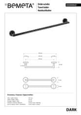 BPS-koupelny DARK: Držák ručníků, 450 mm - 104204020