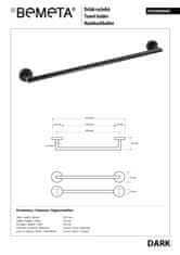 BPS-koupelny DARK: Držák ručníků, 600 mm - 104204040