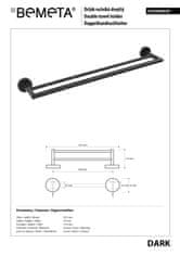 BPS-koupelny DARK: Držák ručníků dvojitý, 600 mm - 104204050