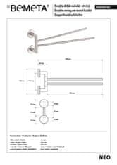 BPS-koupelny NEO: Držák ručníků dvojitý otočný, 445 mm - 104204105