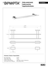 BPS-koupelny NIKI: Držák ručníků dvojitý, 450 mm - 153104052