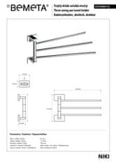 BPS-koupelny NIKI: Držák ručníků trojitý otočný, 350 mm - 153104112