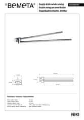 BPS-koupelny NIKI: Držák ručníků dvojitý otočný, 475 mm - 153104191