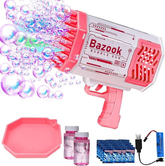 JOJOY® Bublifuková pistole na Bubliny + LED světla, Bubble gun, Bubliny pro děti - vytvoří více než 7000 bublin za minutu | BUBBLEPUFF