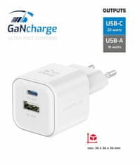 SWISSTEN síťový adaptér GaN 1× USB-C 20W PD + 1× USB-A 18W QC bílý (22071100)