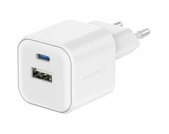 SWISSTEN síťový adaptér GaN 1× USB-C 20W PD + 1× USB-A 18W QC bílý (22071100)