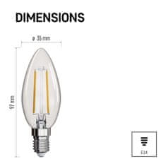 Emos LED žárovka Filament svíčka / E14 / 1,8 W (25 W) / 250 lm / neutrální bílá