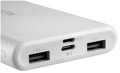 Canyon powerbanka PB-108W,10000mAh Li-pol,Input 5V (MicroUSB/Lightning - Apple),Output 5V (2xUSB-A),bílá