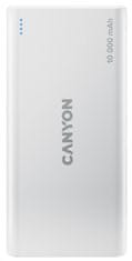 Canyon powerbanka PB-108W,10000mAh Li-pol,Input 5V (MicroUSB/Lightning - Apple),Output 5V (2xUSB-A),bílá