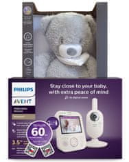 Philips Avent Chůvička dětská video SCD891/26 + NATTOU Uspáváček 4v1 Sleepy Bear Grey 0m+