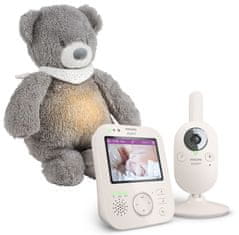 Philips Avent Chůvička dětská video SCD891/26 + NATTOU Uspáváček 4v1 Sleepy Bear Grey 0m+