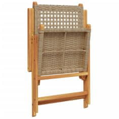 Vidaxl Polohovací zahradní židle 4 ks béžové polyratan a masivní dřevo