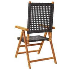 Vidaxl Polohovací zahradní židle 6 ks černé polyratan a masivní dřevo