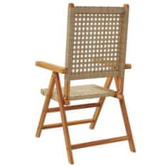 Vidaxl Polohovací zahradní židle 4 ks béžové polyratan a masivní dřevo