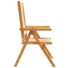 Vidaxl Polohovací zahradní židle 4 ks béžové masivní akáciové dřevo