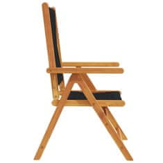 Vidaxl Polohovací zahradní židle 6 ks černé masivní akáciové dřevo