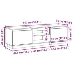 Vidaxl TV skříňka voskově hnědá 140 x 35 x 40 cm masivní borové dřevo