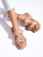 Amiatex Exkluzívní dámské hnědé nazouváky na plochém podpatku + Ponožky Gatta Calzino Strech, odstíny hnědé a béžové, 36