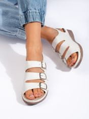 Amiatex Trendy dámské bílé sandály na klínku, bílé, 36
