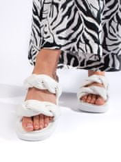 Amiatex Jedinečné nazouváky dámské bílé na plochém podpatku + Ponožky Gatta Calzino Strech, bílé, 38