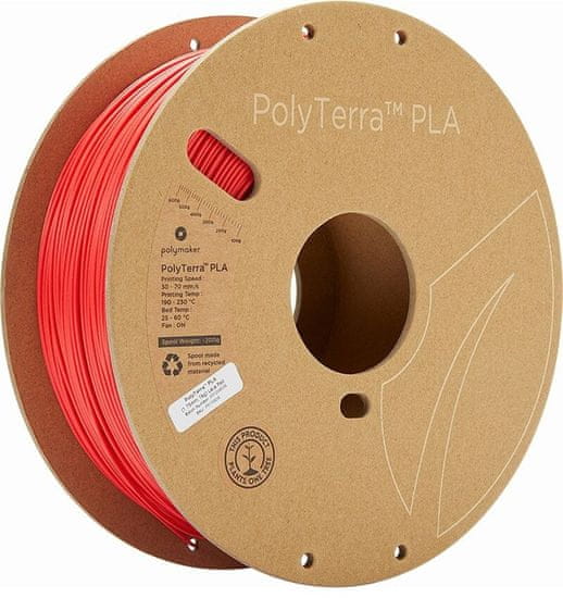 tisková struna (filament), PolyTerra PLA, 1,75mm, 1kg, červená (PM70826)