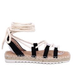 Vázané sandály espadrille Black velikost 41