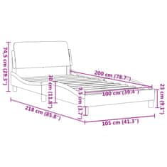 Vidaxl Rám postele s čelem modrý 100 x 200 cm samet