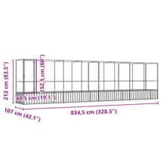 Petromila Voliéra s nástavbou stříbrná 834,5 x 107 x 212 cm ocel