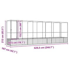 Petromila Voliéra s nástavbou stříbrná 626,5 x 107 x 212 cm ocel