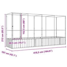 Petromila Voliéra s nástavbou stříbrná 418,5 x 107 x 212 cm ocel