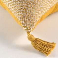 Douceur D'Interieur Dekorační bavlněný polštář LOUISETTE, 40 x 40 cm barva žlutá