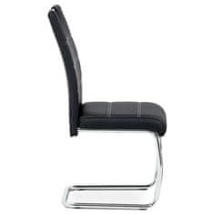 Autronic Moderní jídelní židle Jídelní židle, černá ekokůže, bílé prošití, kov chrom (HC-481 BK)