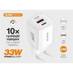 Aligator Nabíječka do sítě Power Delivery 33W, USB-C + USB-A - bílá