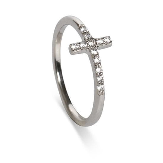 Oliver Weber Slušivý stříbrný prsten s křížkem Sanctuary 63342